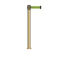 Montour Line Stanchion Belt Barrier Fixed Base Pol.Brass Post 9ft.Olive Belt MX630F-PB-OL-90